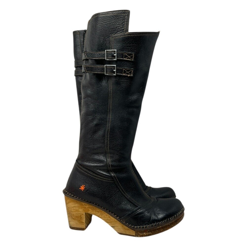 Vtg ART. The Art Company Knee-High Boots Women's Size 10 US 41 EU Black Leather